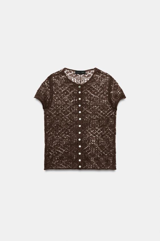 JERSEY BOTONES POINTELLE - Marrón / Topo de Zara - Imagen 0