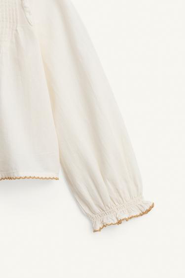 LIMITED EDITION EMBROIDERED FLORAL BLOUSE - Ecru by Zara - Image 8