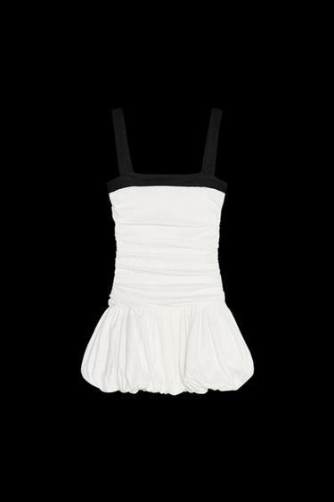 TEXTURED BALLOON DRESS - White by Zara