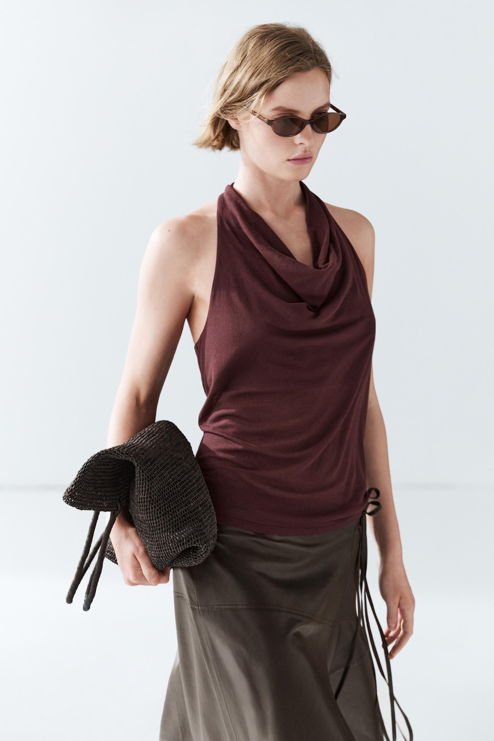 100% cotton draped top — white