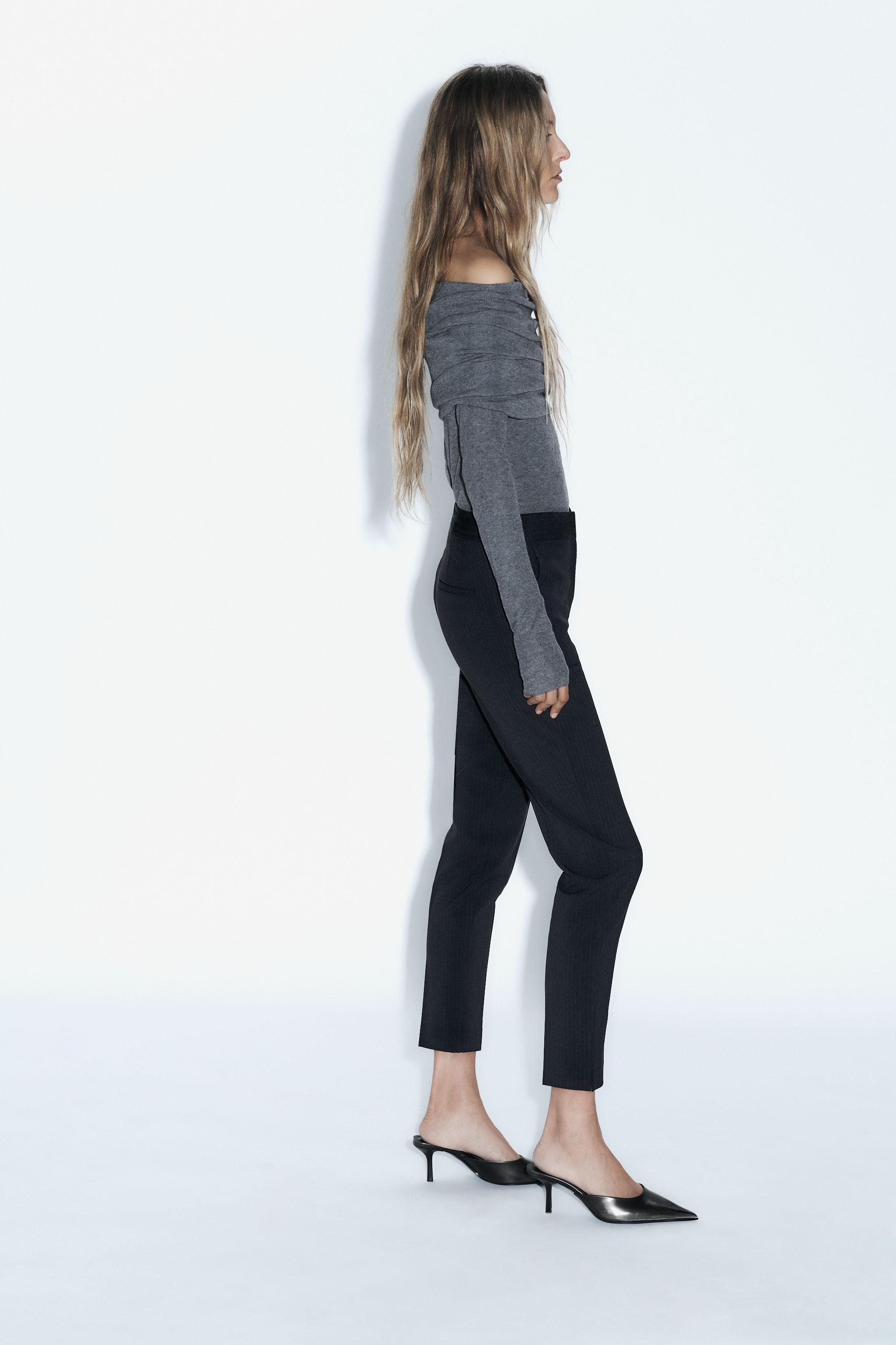 Zara, Pants & Jumpsuits, Zara High Rise Cropped Skinny Cigarette Trouser  Pants In Camel Brown