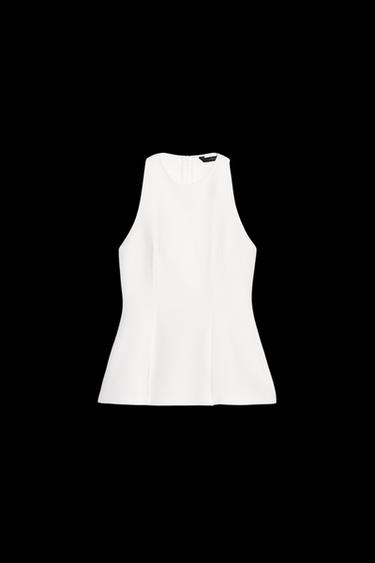 Zara PLEATED HALTER TOP ZW COLLECTION - Ecru - Image 0
