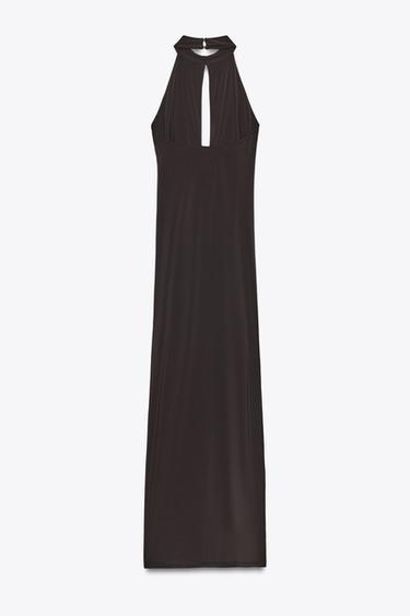 ROBE HALTER FLEUR - Marron foncé de Zara - Image 6