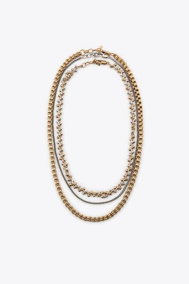 PACK OF 3 CONTRAST CHAIN NECKLACES - Gold / Silver by Zara
