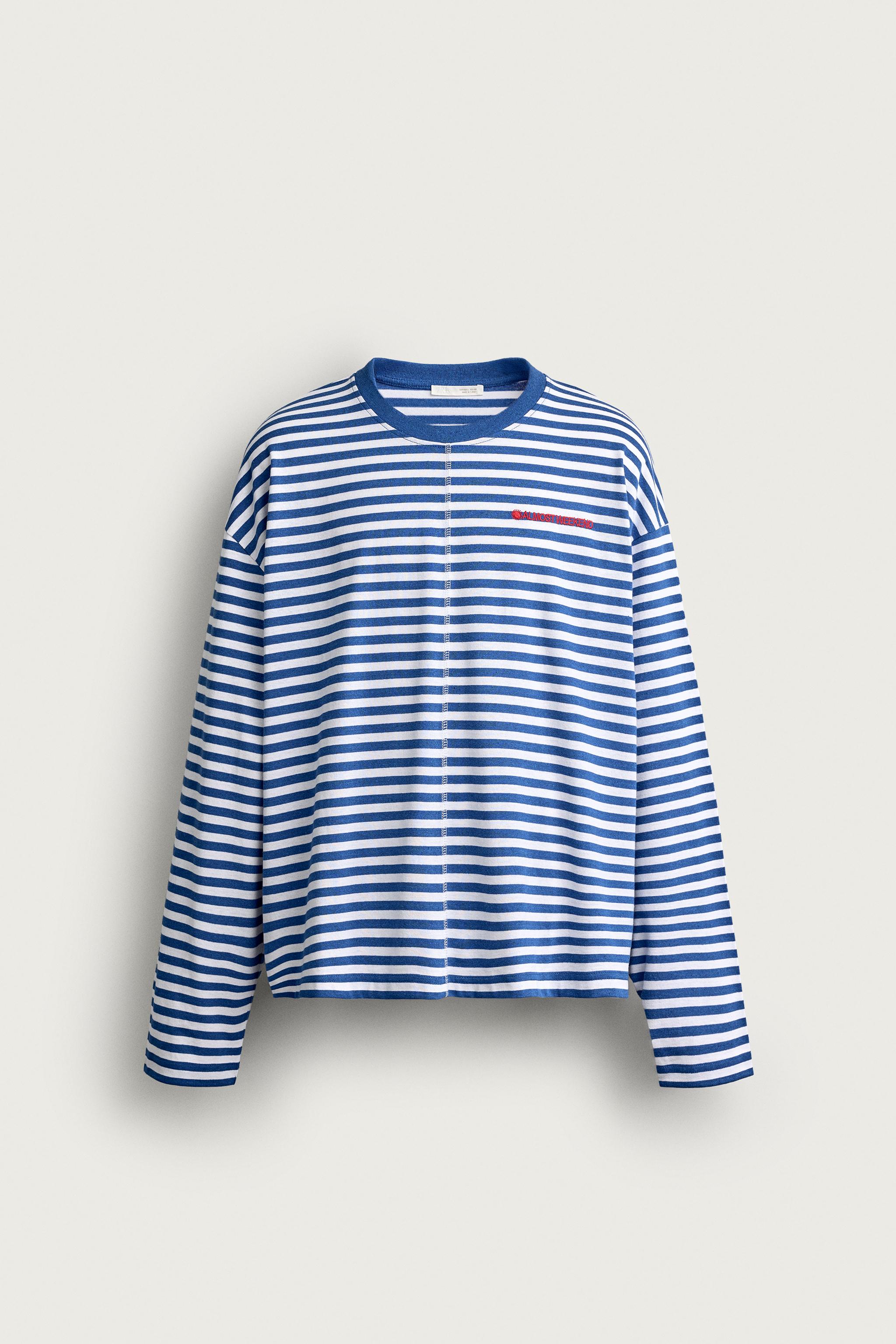 STRIPED JACQUARD EMBROIDERED T-SHIRT
