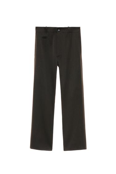 WOOL/COTTON TEXTURED TROUSERS - Chocolate by Zara