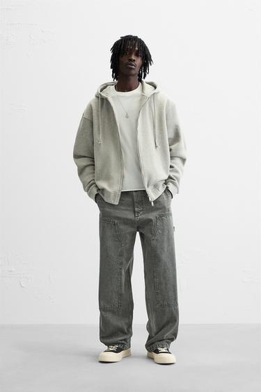 FADED CARPENTER POCKET TROUSERS - Mid-grey by Zara