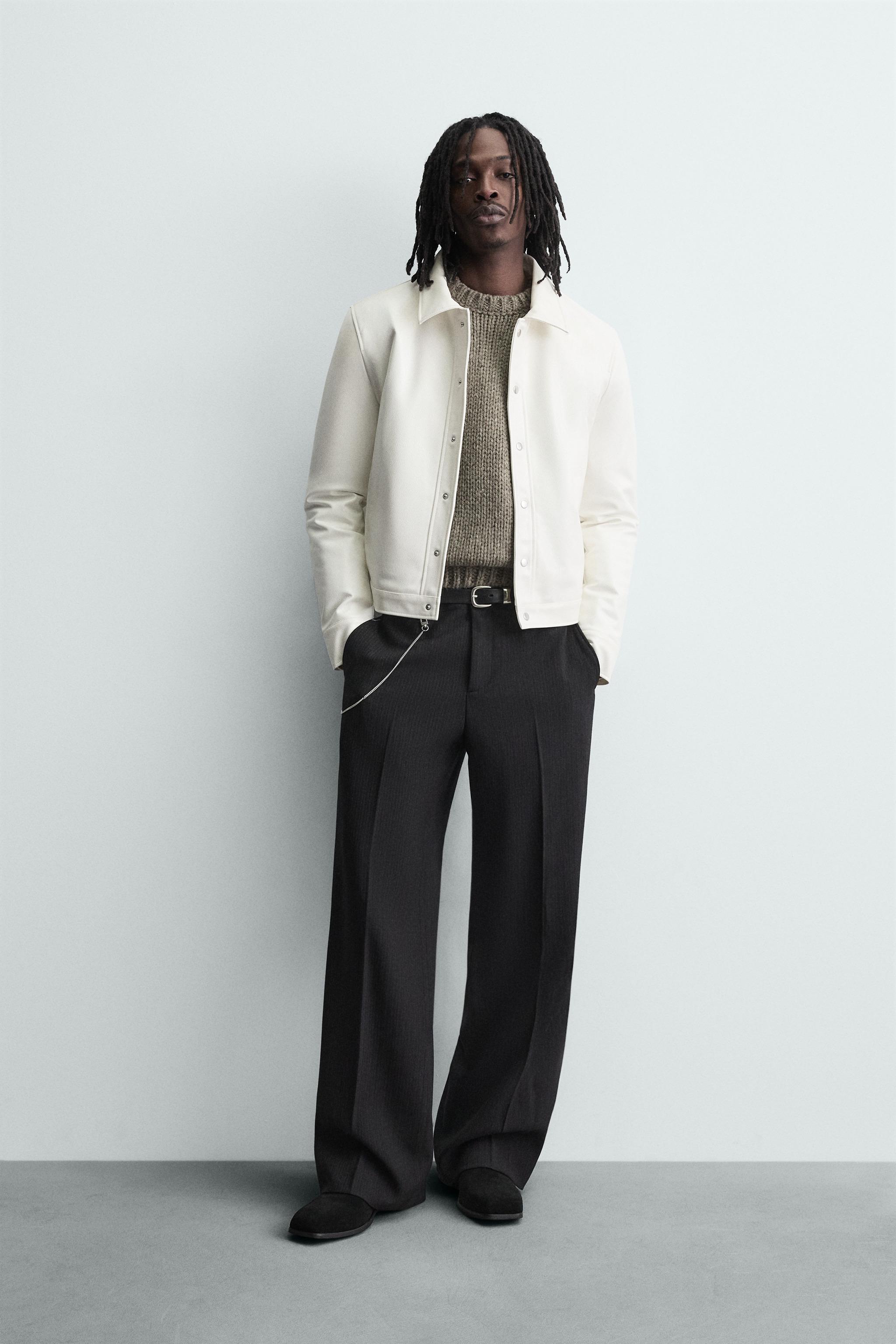 光沢フェイクレザージャケット - オフホワイト | ZARA Japan / 日本