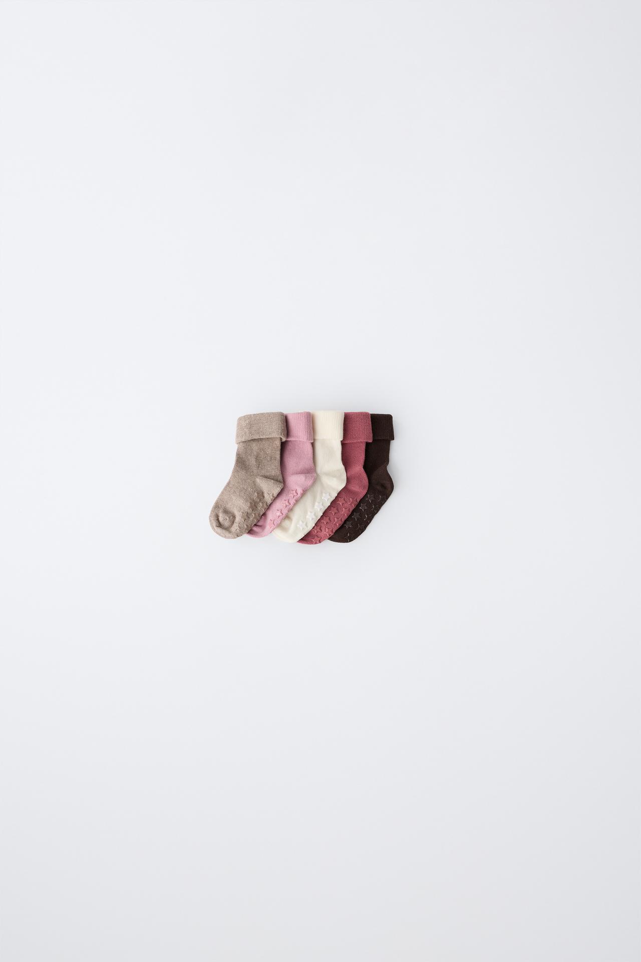 5-PACK OF NON-SLIP SOCKS — Pink