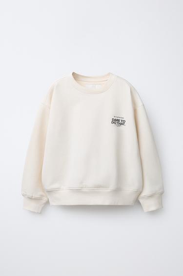 Zara TEXT SWEATSHIRT - Ecru
