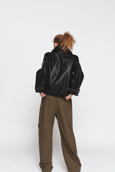 FAUX LEATHER BOMBER JACKET ZW COLLECTION - Black by Zara