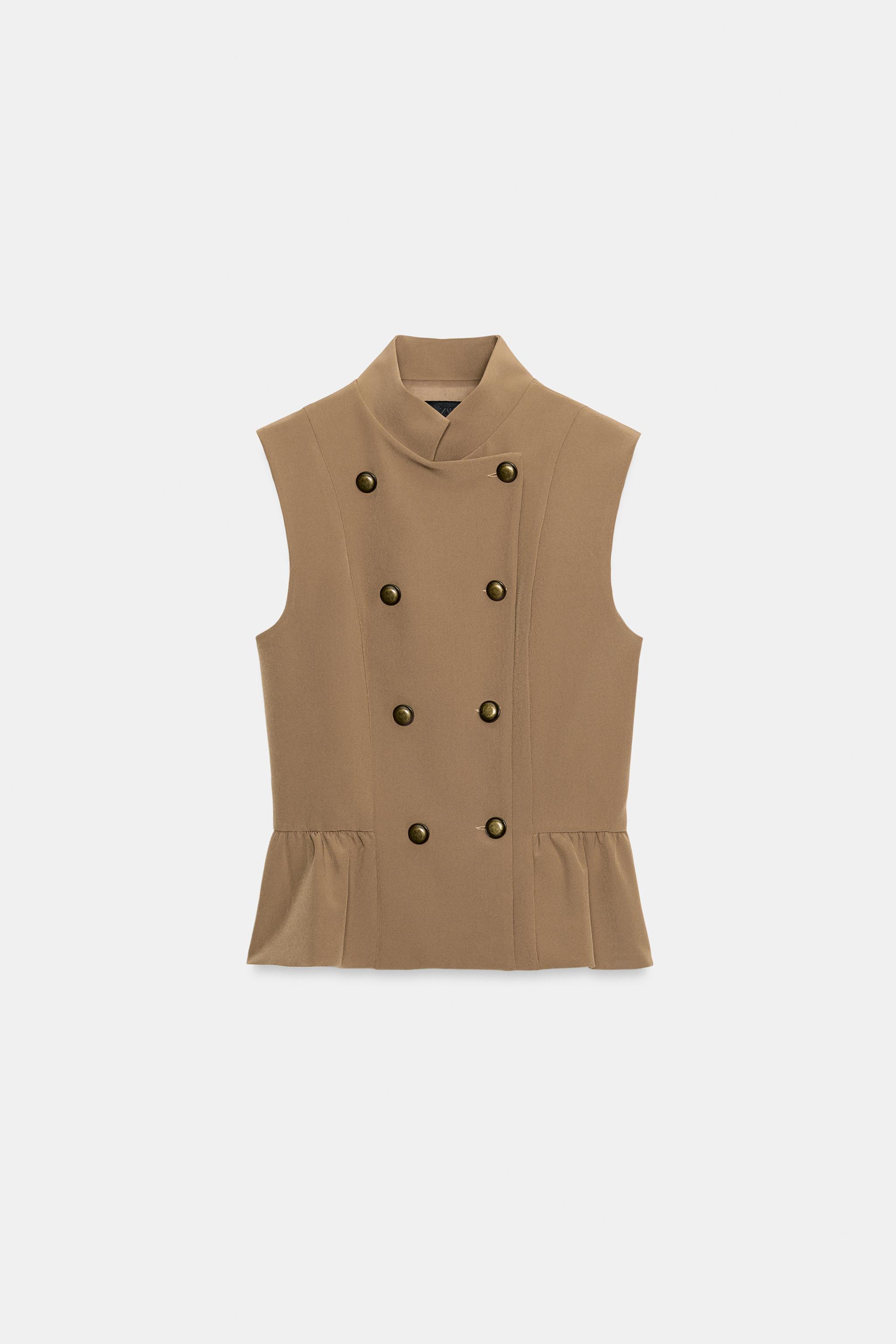 TOP GILET PEPLUM À BOUTONS