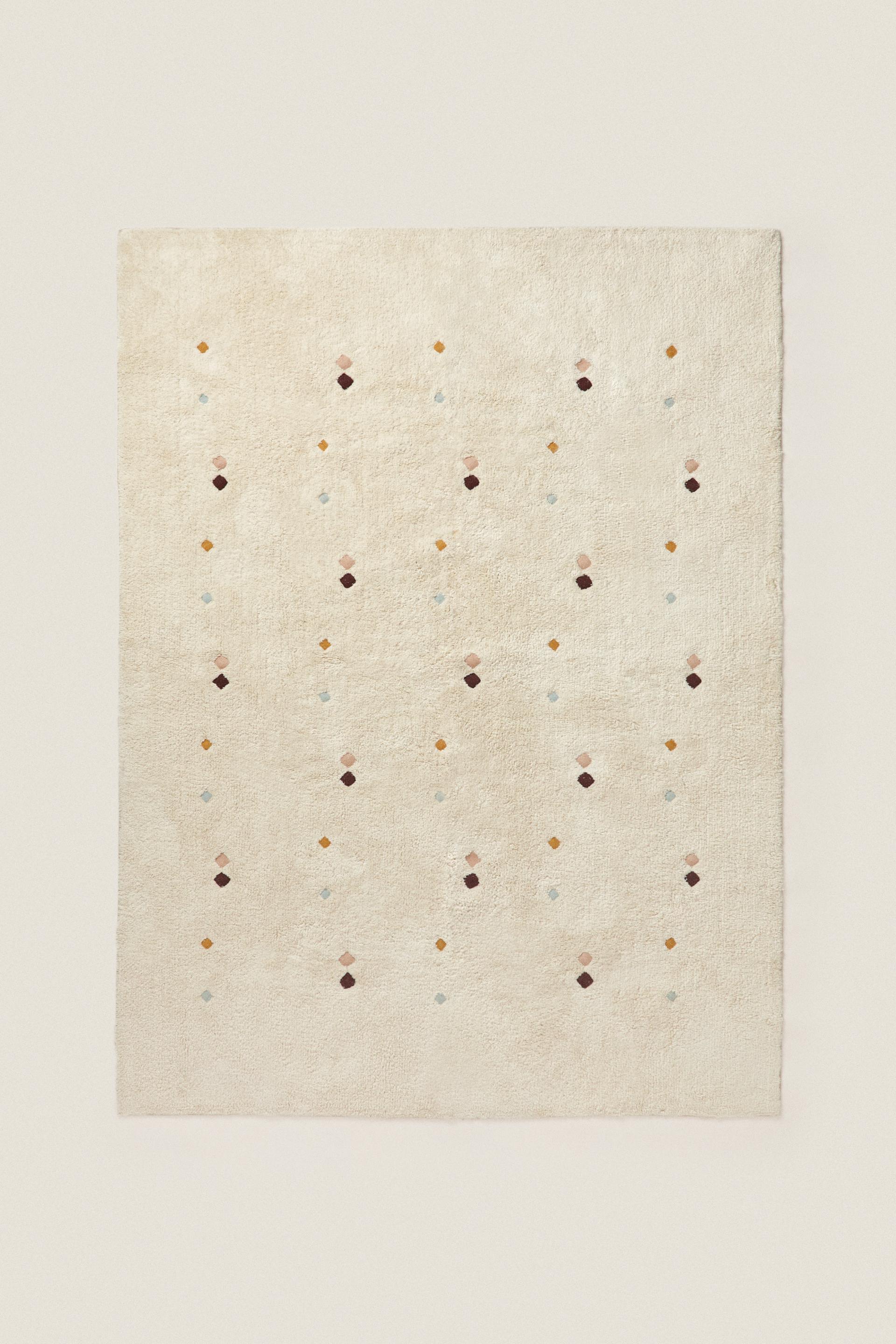 CHILDREN’S MULTICOLOURED EMBROIDERED DIAMOND RUG Oysterwhite ZARA