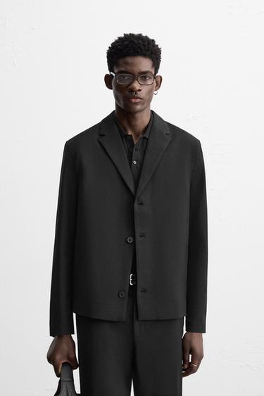 REGULAR FIT SUIT BLAZER - Black by Zara - Image 1