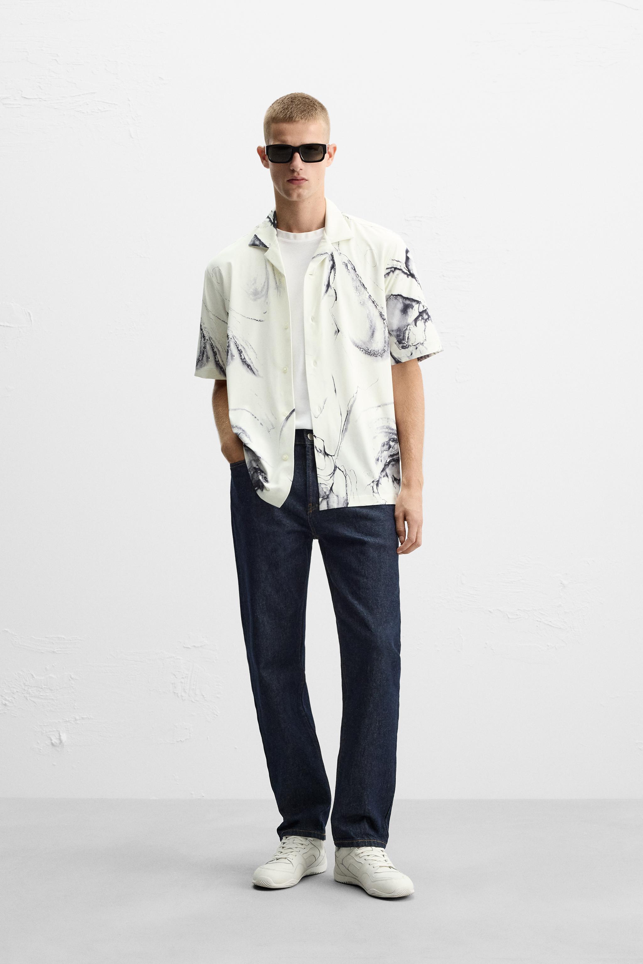 ABSTRACT PRINT STRETCH SHIRT