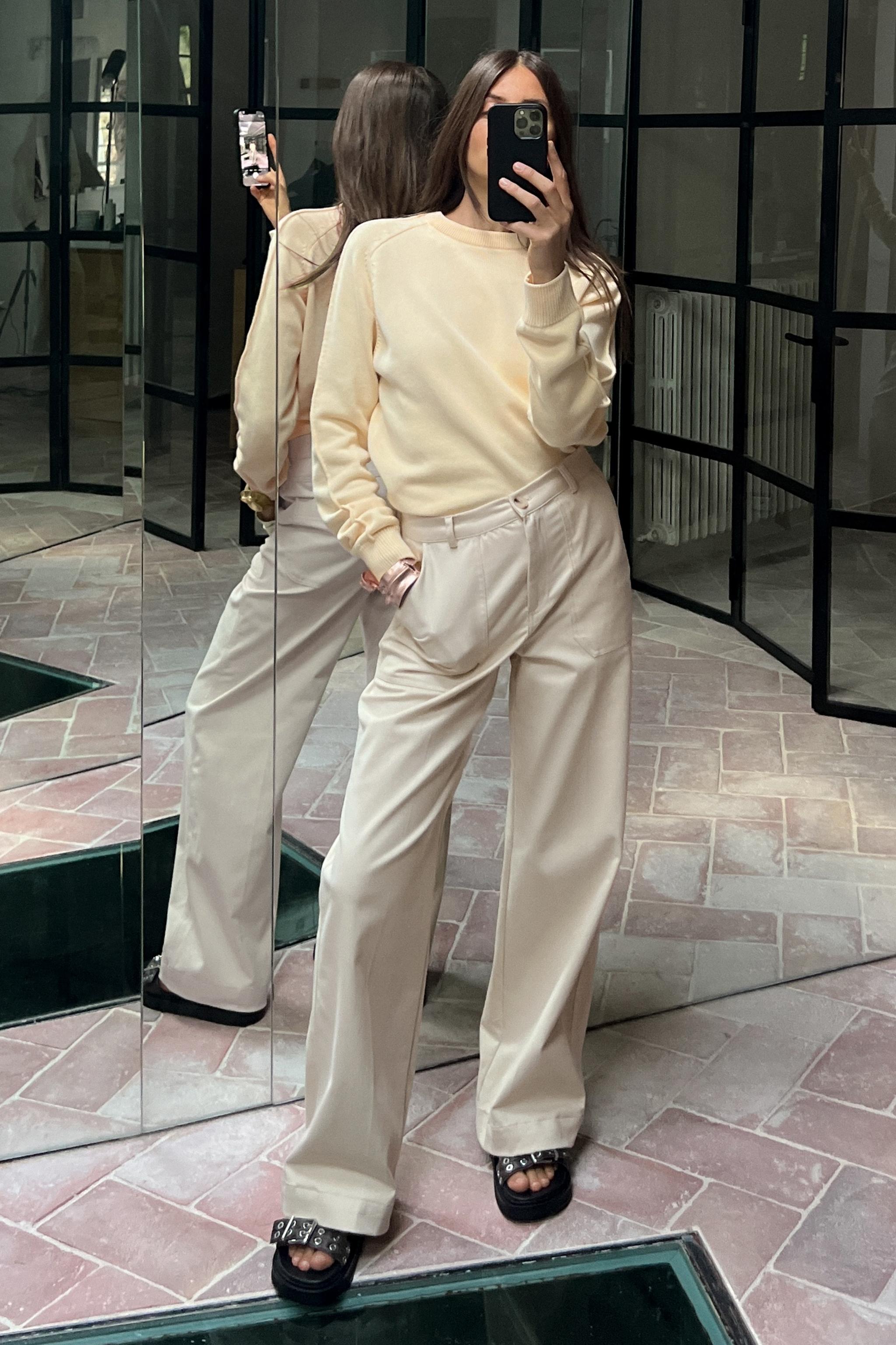 ZARA high waist darted trousers in beige (L size), Women's Fashion