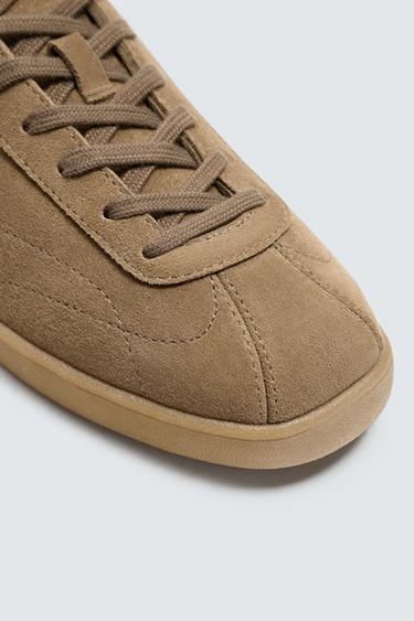 LEATHER TRAINERS - Brown by Zara - Image 5