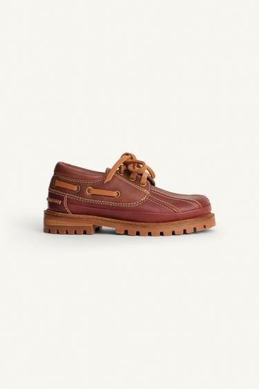LIMITED EDITION LEATHER DECK SHOES - Brown by Zara - Image 3