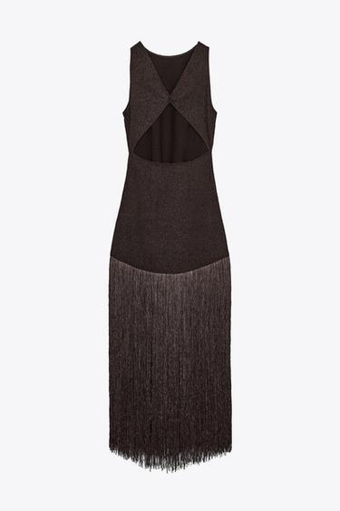 ROBE AJUSTÉE À FRANGES - Marron de Zara - Image 8