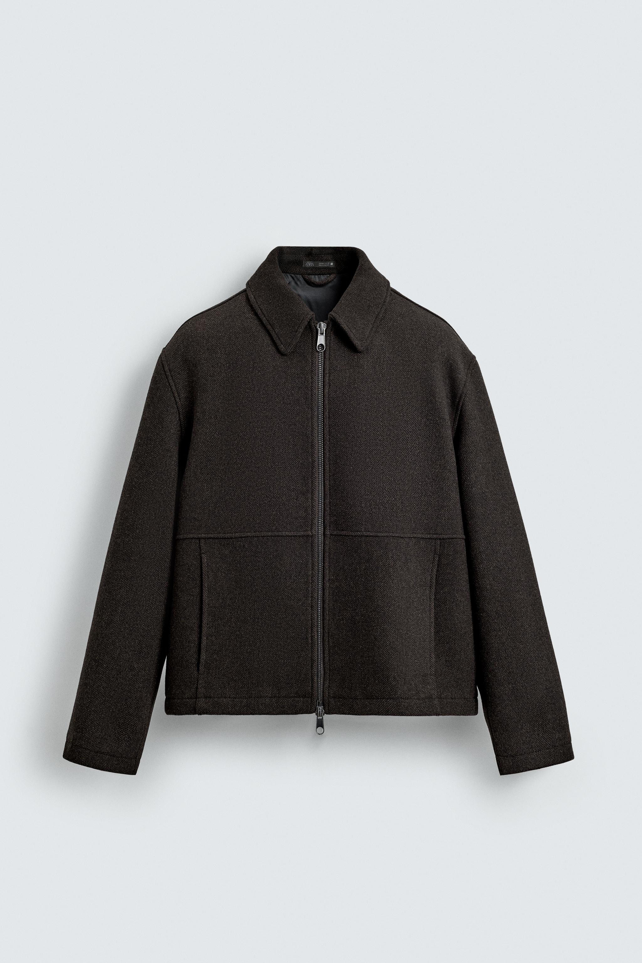 ZIPPERED TEXTURED JACKET - Brown | ZARA United States