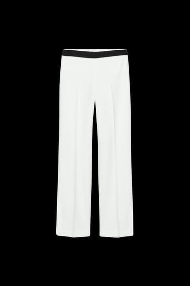 PANTALÓN CINTURA COMBINADA - Crudo de Zara - Imagen 0