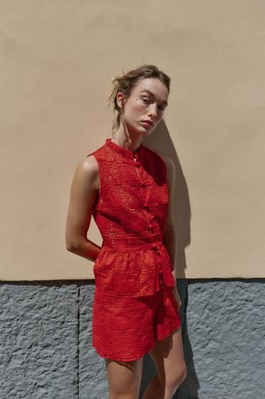 GUIPURE BERMUDA SHORTS - Red by Zara - Image 2