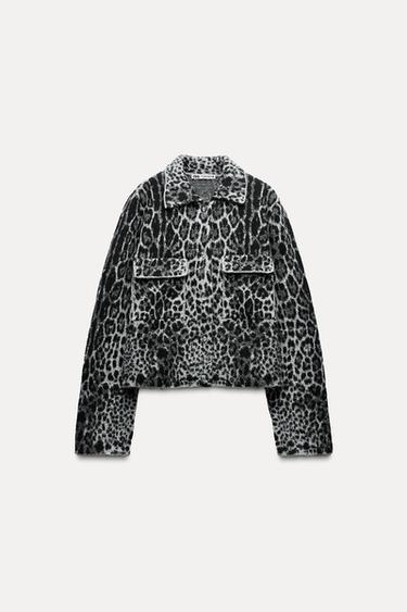 ANIMAL JACQUARD KNIT JACKET - Leopard / Grey by Zara