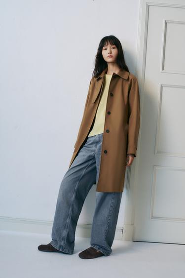 ZW COLLECTION MIDI TRENCH COAT - Dark camel by Zara