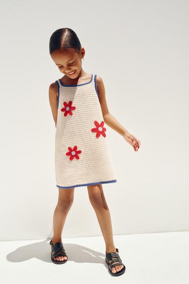 FLORAL KNIT DRESS - Ecru / Red by Zara
