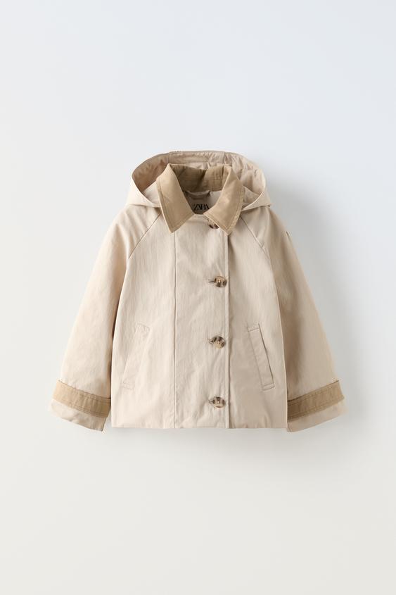 WATER-REPELLENT SHORT HOODED PARKA - Ecru | ZARA India