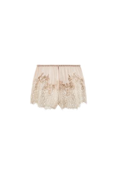 SHORTS GEORGETTE BORDADOS ENCAJE - Rosado de Zara