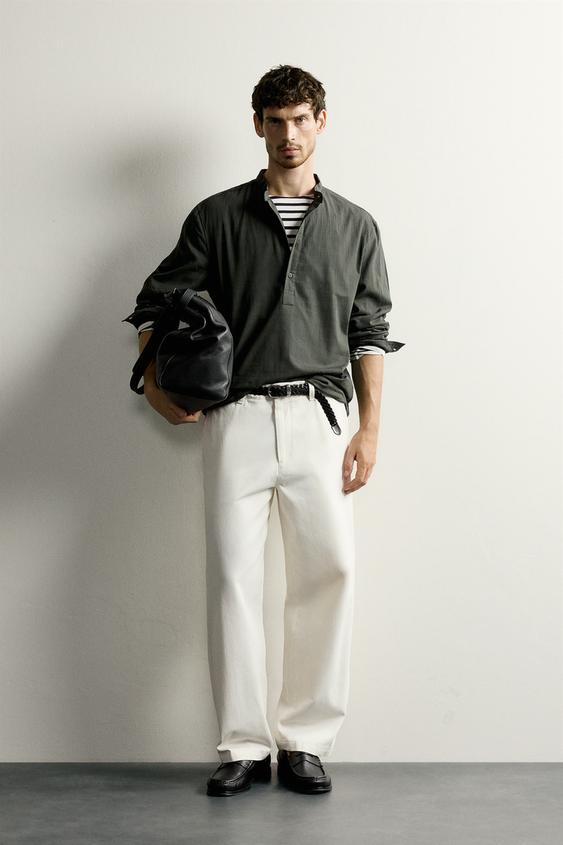CREASED-EFFECT POLO SHIRT - Dark khaki by Zara - Image 0
