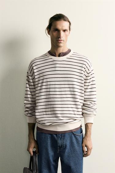 JERSEY REGULAR FIT RAYAS - Crudo de Zara