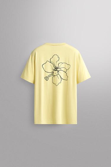 FLORAL PRINT TECHNICAL T-SHIRT - Yellow by Zara