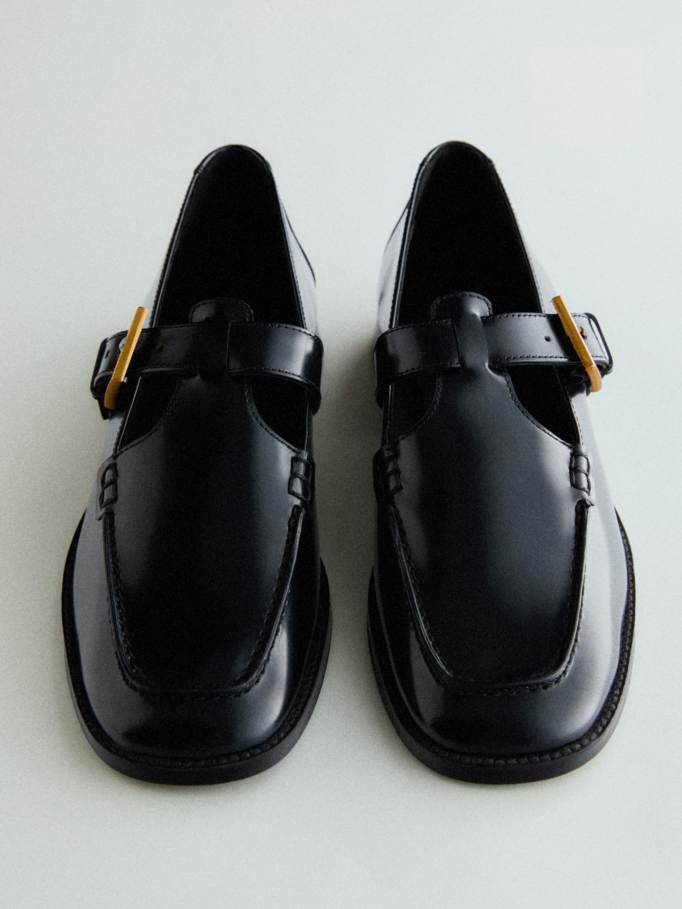 Square-toe buckled loafers - Black | ZARA Canada