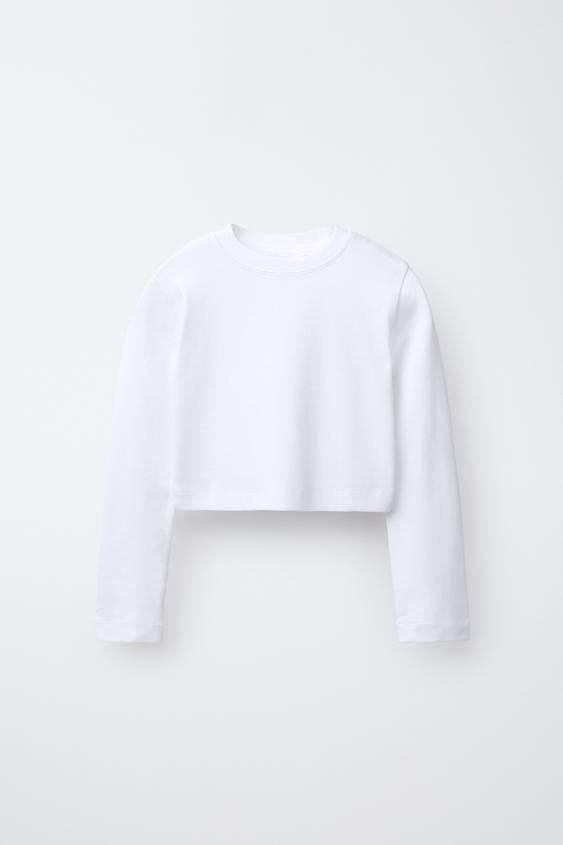PLAIN CROPPED T-SHIRT - White by Zara - Image 0