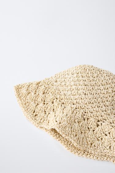 RAFFIA-EFFECT HAT - Light beige by Zara - Image 1