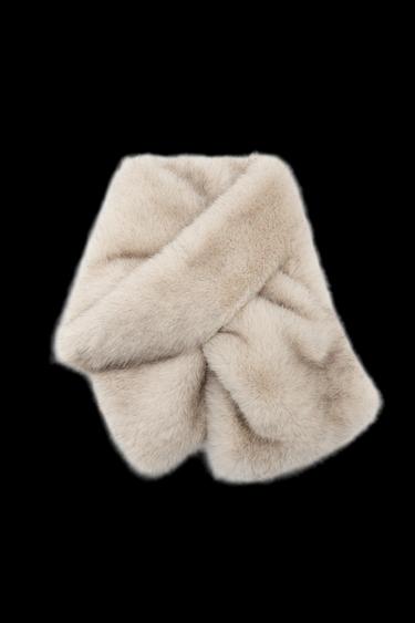 Zara FAUX FUR SCARF - Ecru