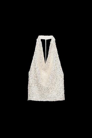 NECKHOLDER-TOP MIT PAILLETTEN - 109 von Zara - Bild 0