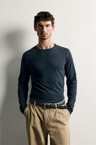 3-PACK SLIM FIT LONG SLEEVE BASIC T-SHIRTS — various 2