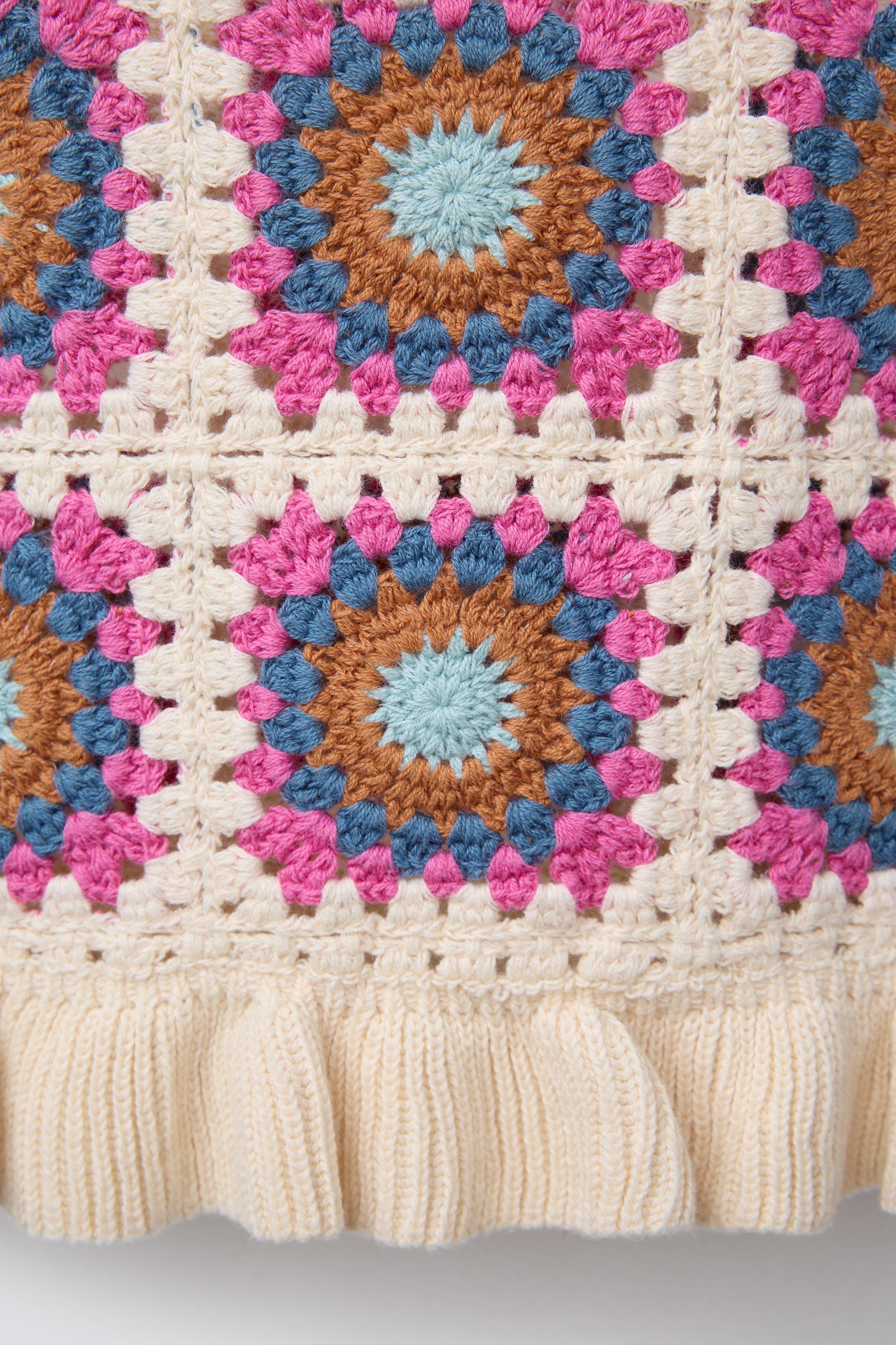 RUFFLED CROCHET KNIT TOP - Multicolored | ZARA United States RUFFLED CROCHET KNIT TOP - Multicolored | ZARA United States