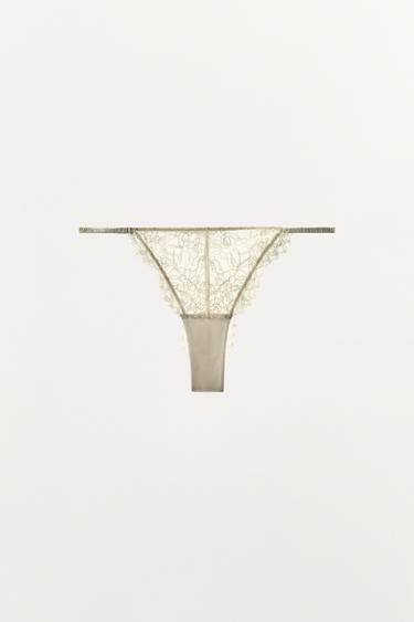 CULOTTE EN DENTELLE - Écru de Zara