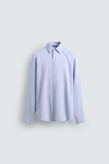 Zara SLIM FIT TEXTURED SHIRT - Blue
