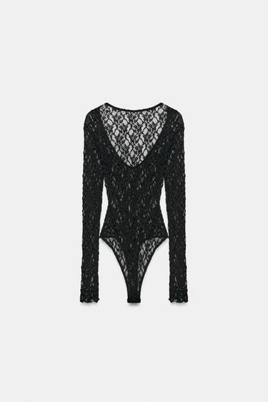 BODY ENCAJE ESPALDA DESCUBIERTA - Negro de Zara - Imagen 0