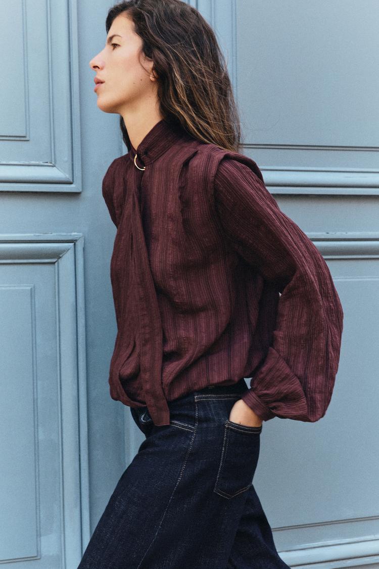 STRIPED WRAP BLOUSE