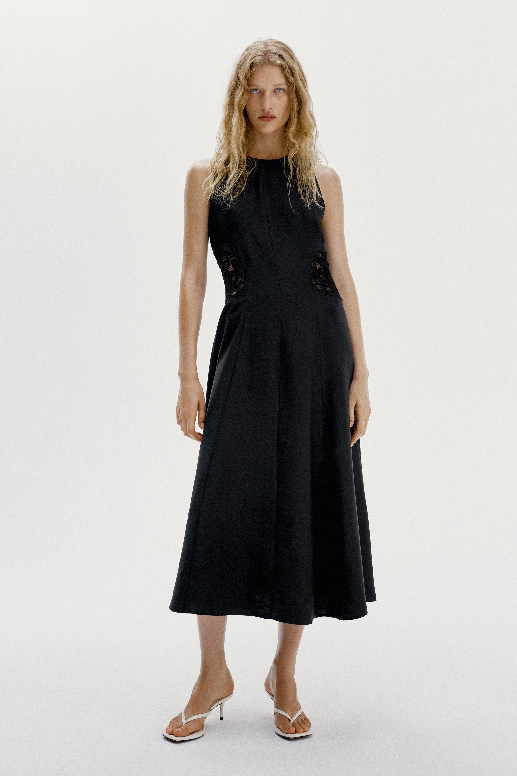 CONTRAST WAIST MIDI DRESS