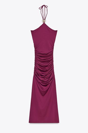 VESTIDO POLIAMIDA HALTER SOL - Morado de Zara