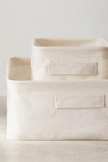 Zara LINEN ORGANIZER BASKET - Light beige