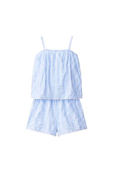 6-14 YEARS / STRIPE AND HEART PRINT PYJAMAS — Light blue 4