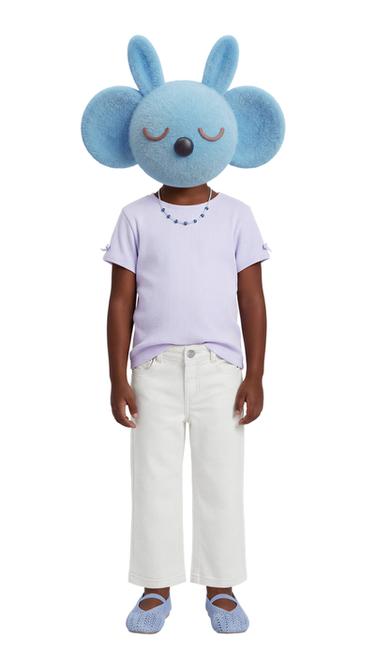 RIBBED T-SHIRT WITH BOWS - Mauve by Zara